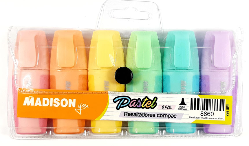 Resaltador Marko mini pastel de 6 colores