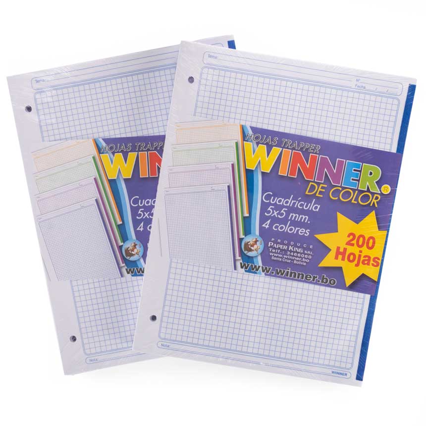 Hojas traper de 4 colores 5x5mm Winner 200 hojas