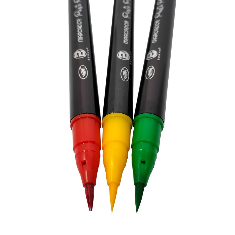 Marcador Punta Pincel benma en estuche rigido doble punta