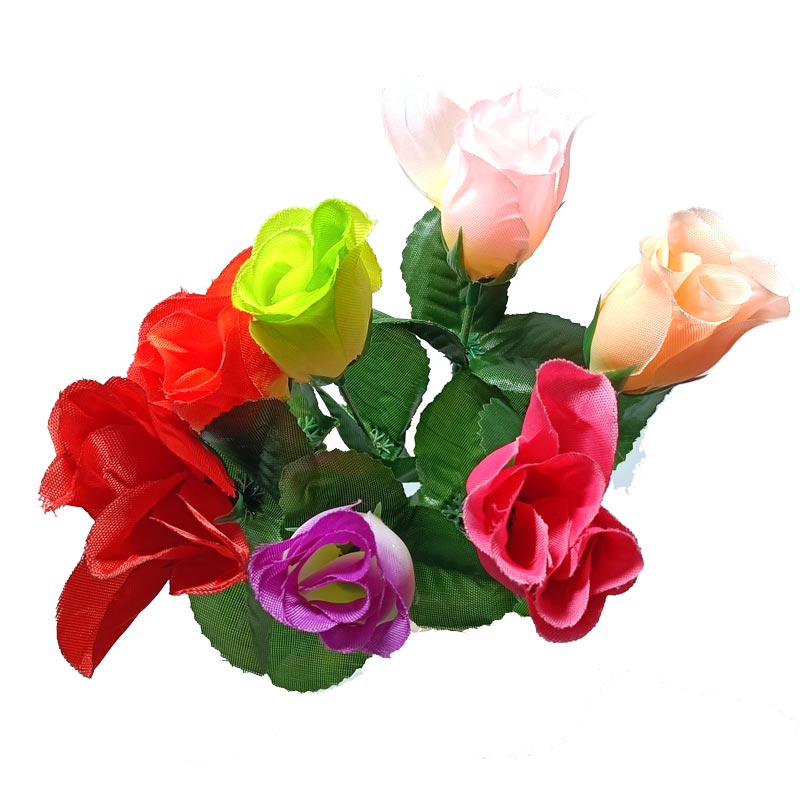 ROSA ROJO Y COLORES CON LUZ 12 PCS  30cm  CON CELOFAN