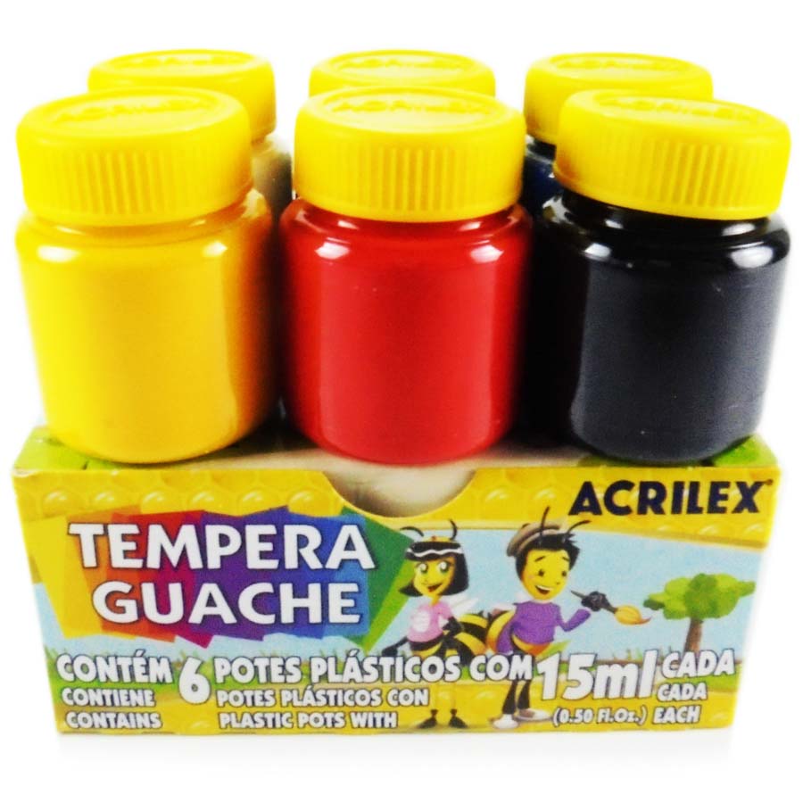 Tempera Guache 6 colores Acrilex