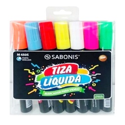 [M450-5] Marcador Para Vidrio Tiza Liquida SABONIS de 7 Pcs.